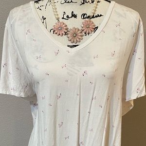 T-shirt, small pink flowers, short sleeve, new